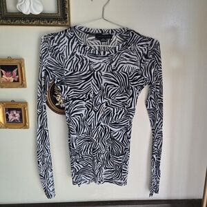 Sanctuary long sleeve zebra print mesh top